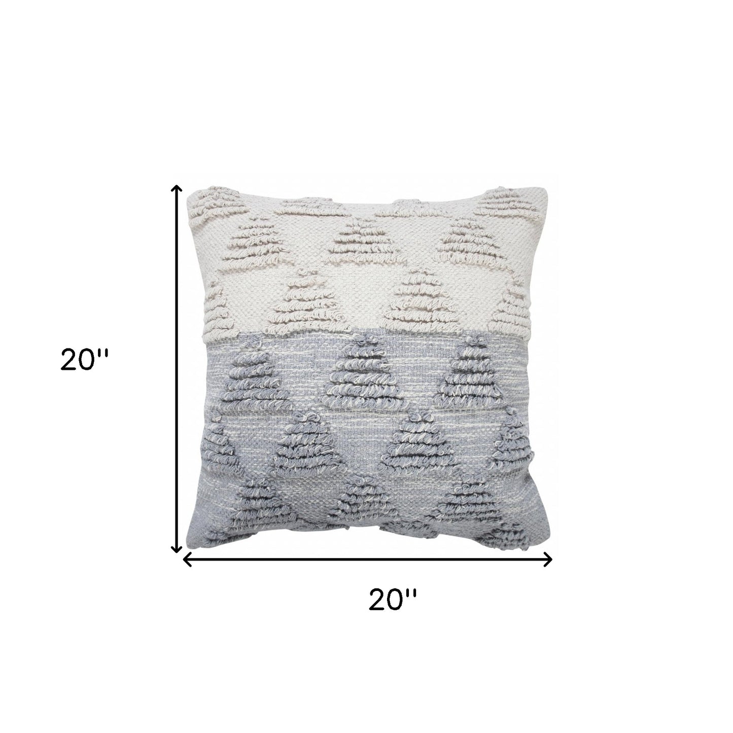 14" X 36" Heathered Gray And Off-White 100% Cotton Geometric Zippered Pillow