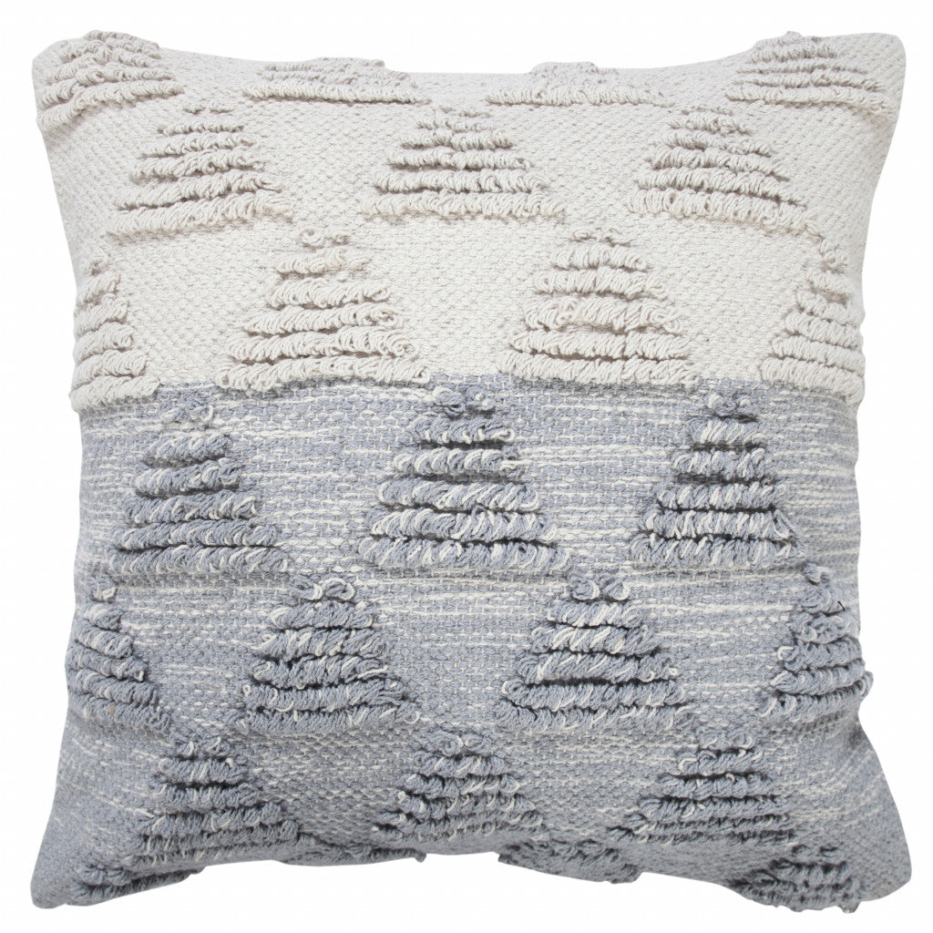 14" X 36" Heathered Gray And Off-White 100% Cotton Geometric Zippered Pillow
