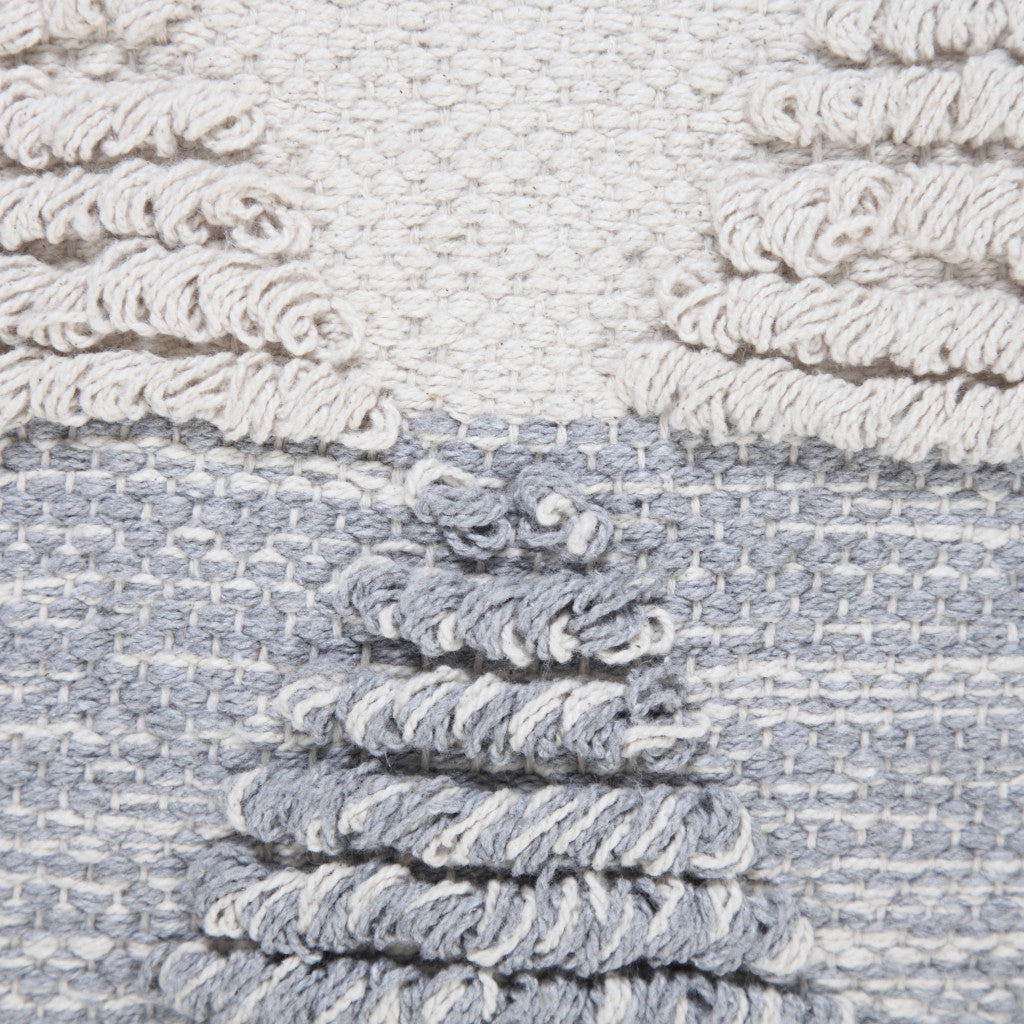 14" X 36" Heathered Gray And Off-White 100% Cotton Geometric Zippered Pillow