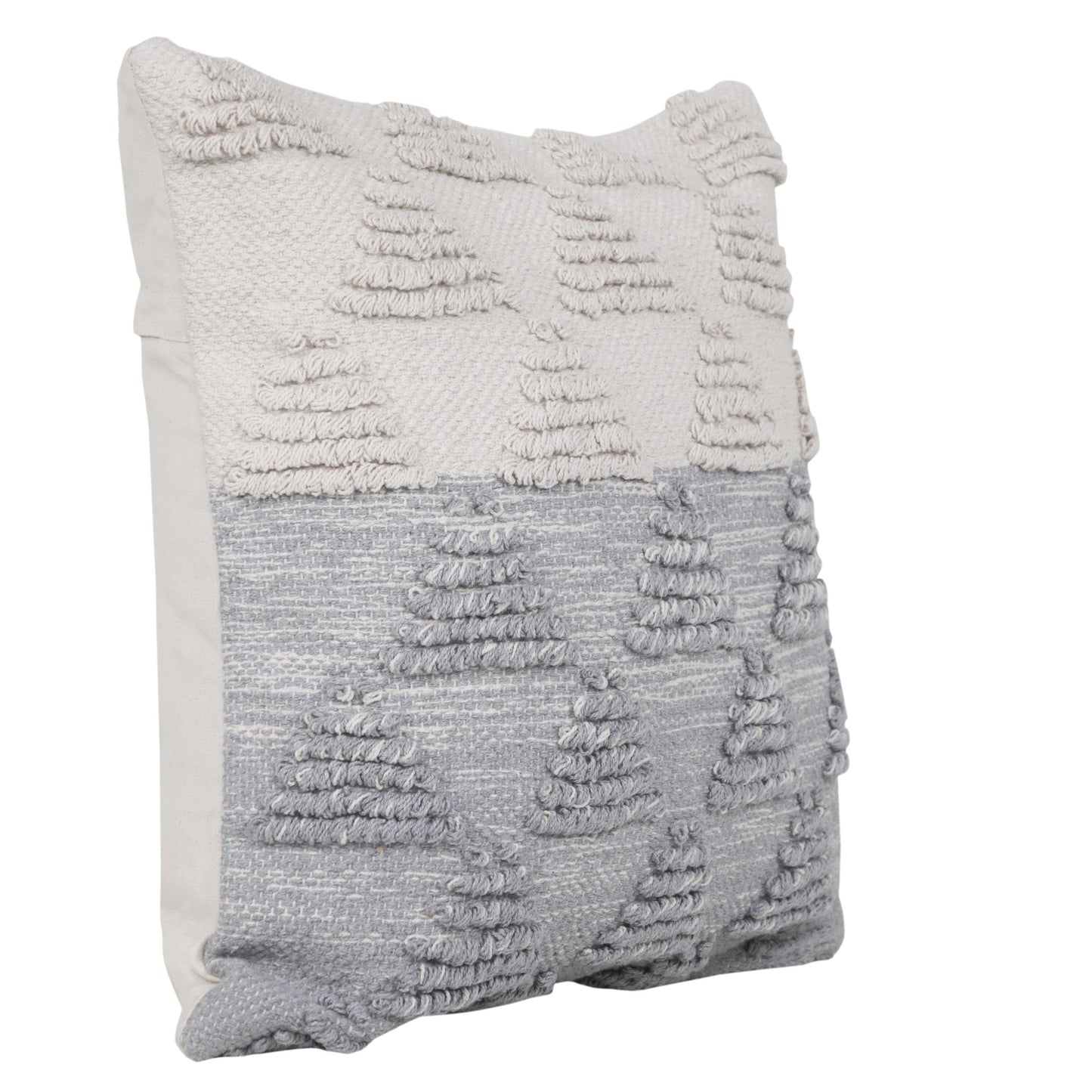 14" X 36" Heathered Gray And Off-White 100% Cotton Geometric Zippered Pillow