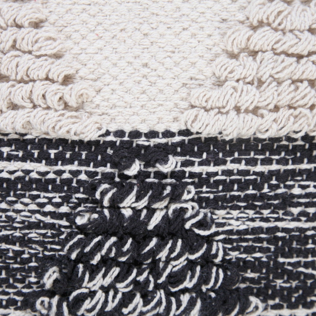 14" X 36" Heathered Gray And Off-White 100% Cotton Geometric Zippered Pillow