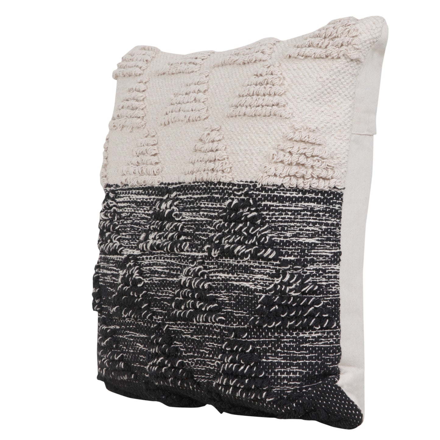 14" X 36" Heathered Gray And Off-White 100% Cotton Geometric Zippered Pillow