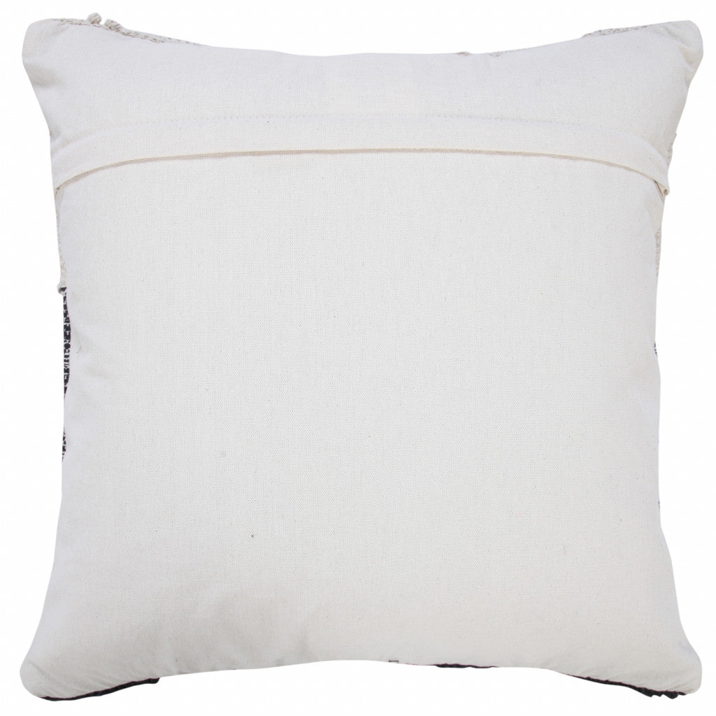 14" X 36" Heathered Gray And Off-White 100% Cotton Geometric Zippered Pillow