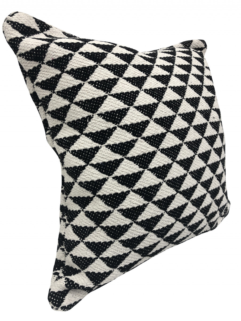 22" X 22" Black And White 100% Cotton Geometric Zippered Pillow