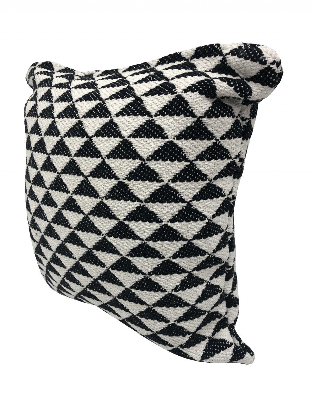 22" X 22" Black And White 100% Cotton Geometric Zippered Pillow