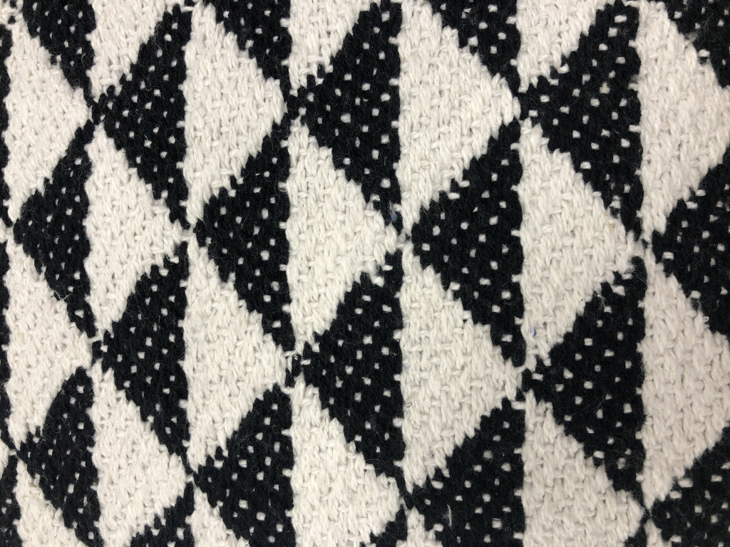 22" X 22" Black And White 100% Cotton Geometric Zippered Pillow