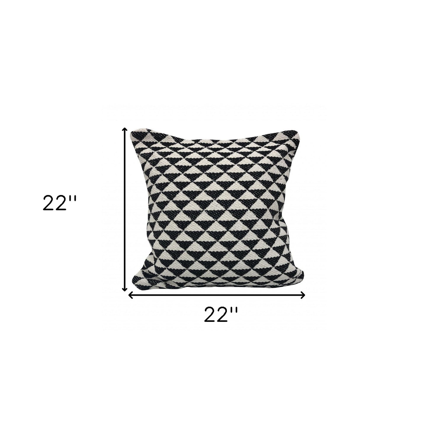22" X 22" Black And White 100% Cotton Geometric Zippered Pillow