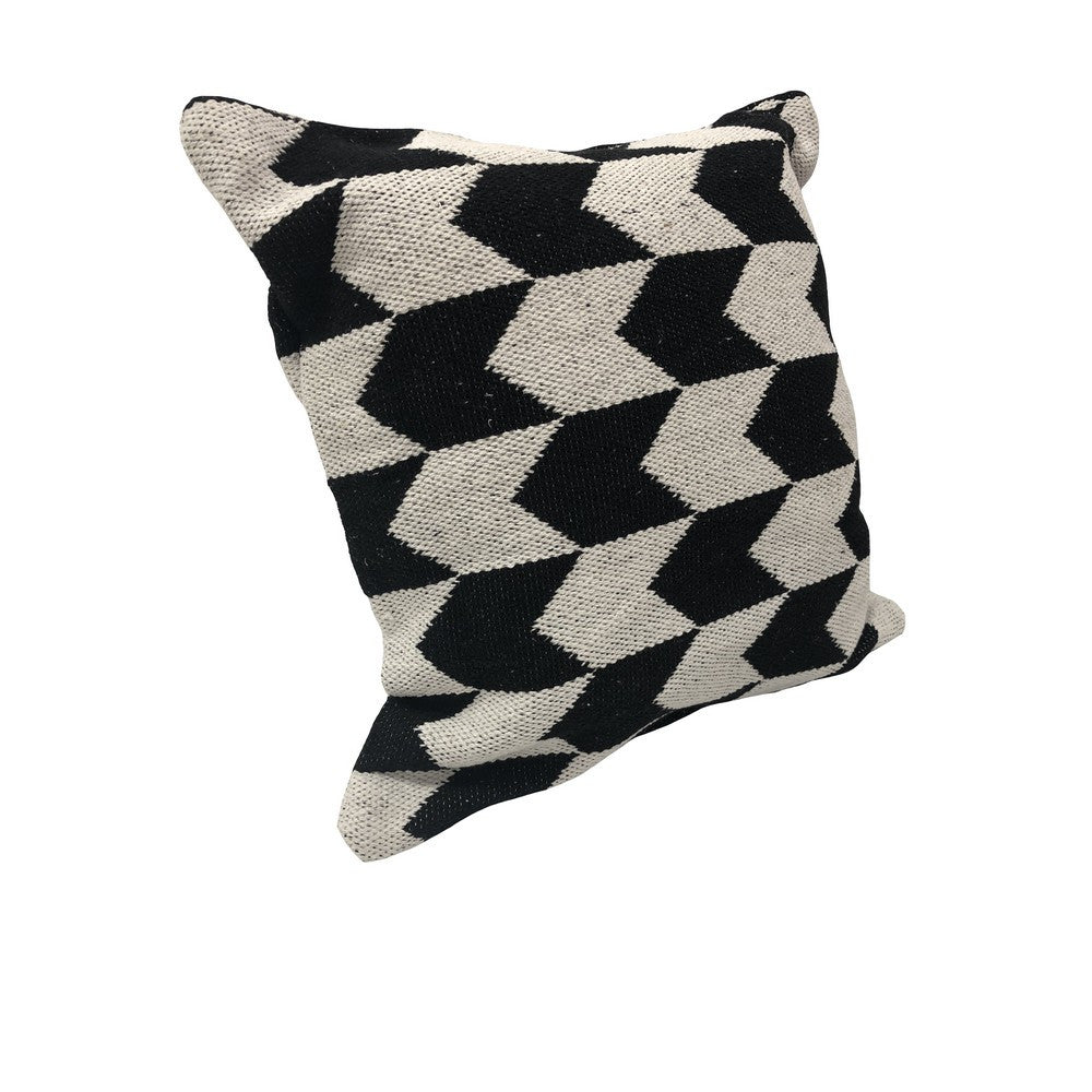 24" X 24" Black and White Geometric Cotton Zippered Pillow
