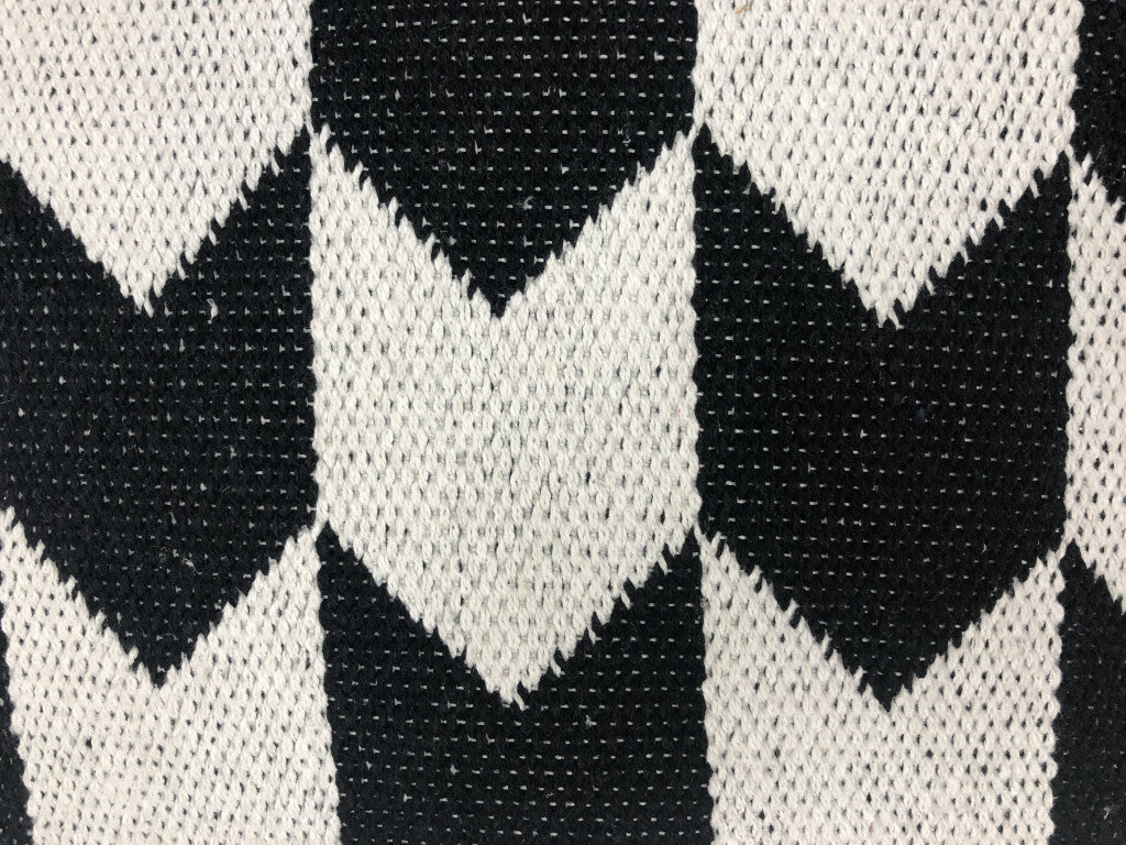 24" X 24" Black and White Geometric Cotton Zippered Pillow