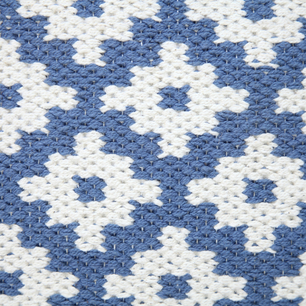 20" X 20" Orange And White 100% Cotton Geometric Zippered Pillow