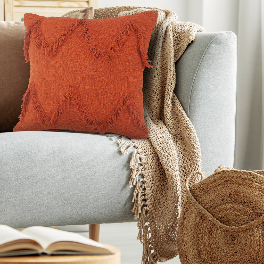 14" X 36" Orange 100% Cotton Zippered Pillow