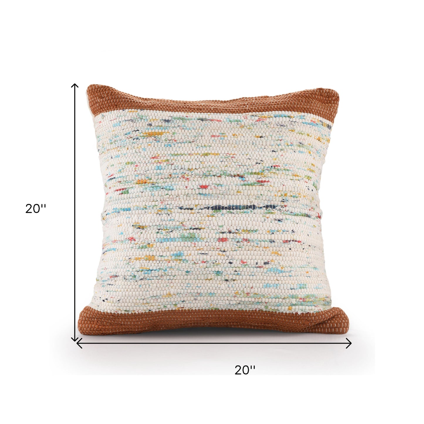20" X 20" Blue And Off-White 100% Cotton Abstract Zippered Pillow