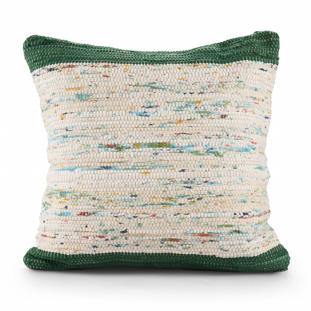 20" X 20" Blue And Off-White 100% Cotton Abstract Zippered Pillow
