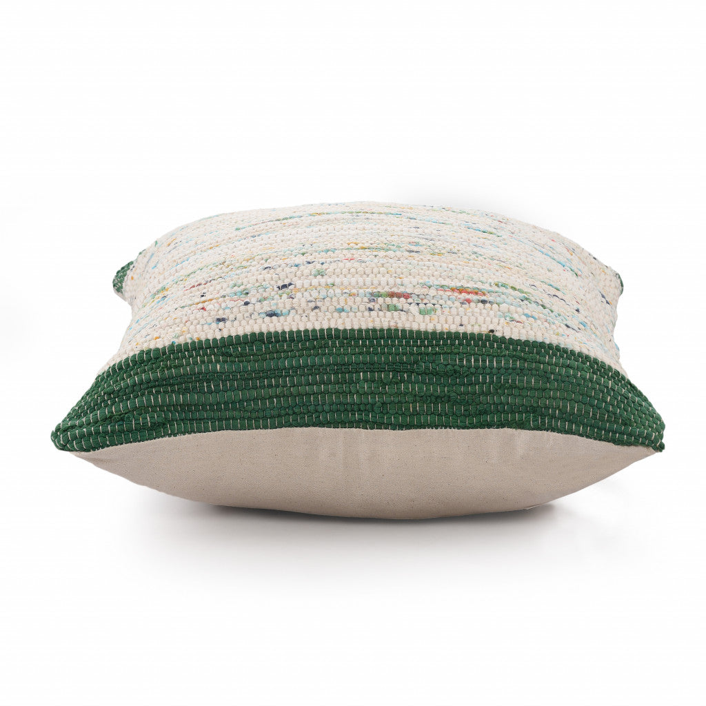 20" X 20" Blue And Off-White 100% Cotton Abstract Zippered Pillow