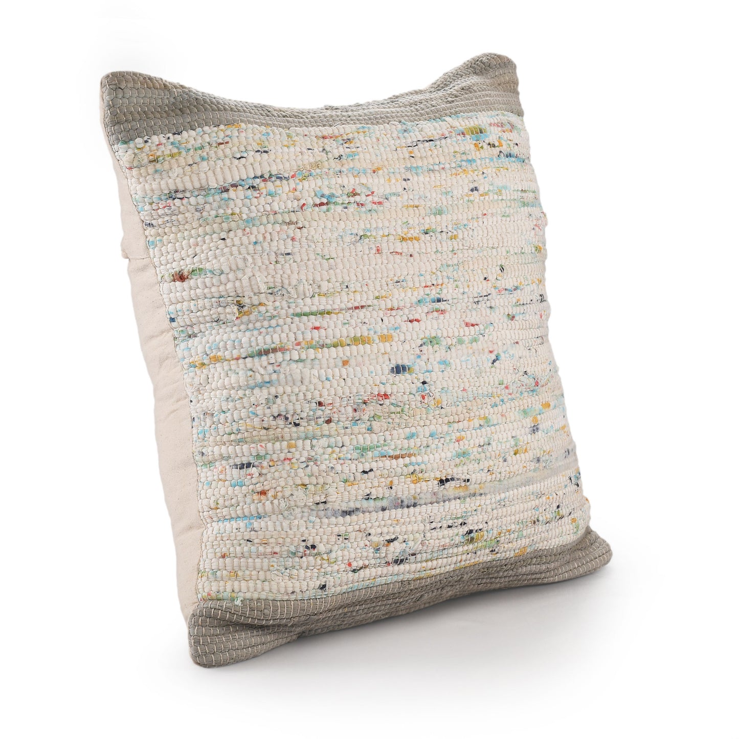 20" X 20" Blue And Off-White 100% Cotton Abstract Zippered Pillow