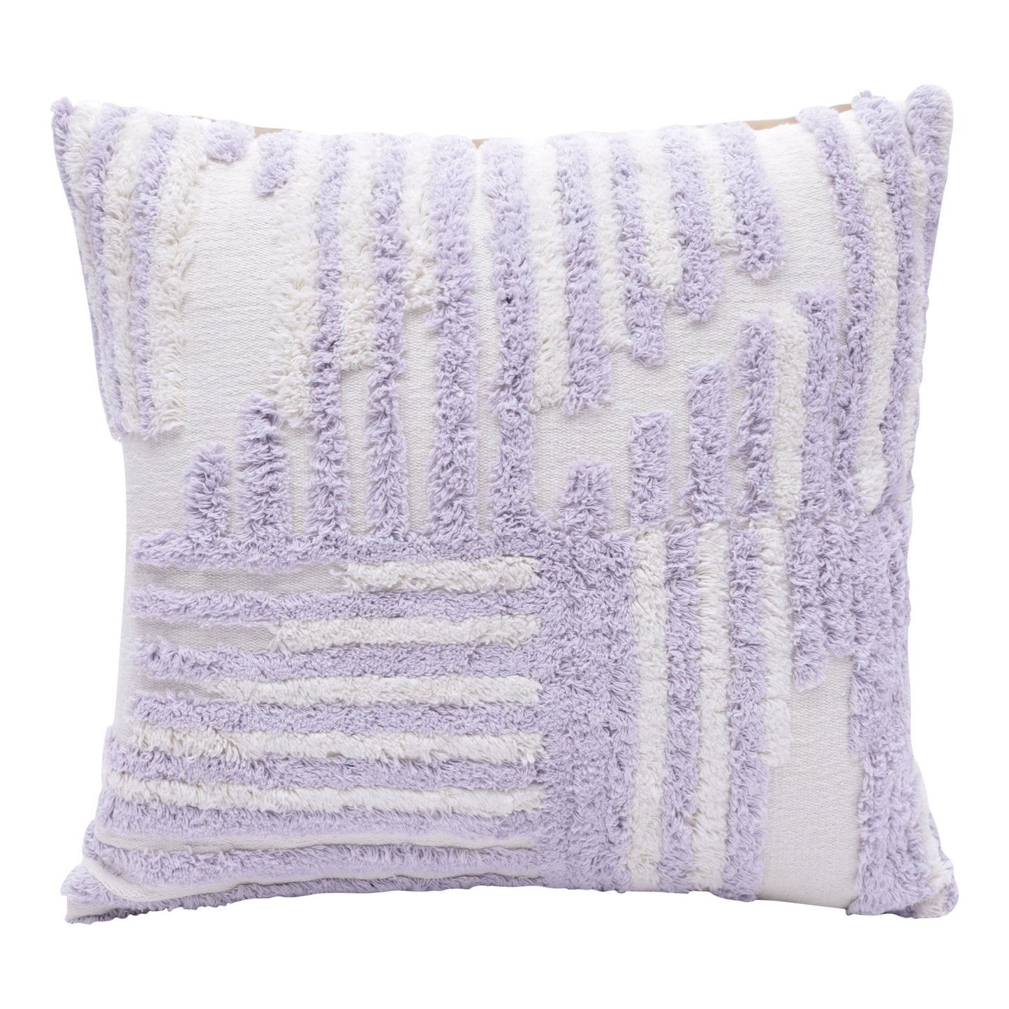 22" X 22" Cream And White 100% Cotton Striped Zippered Pillow