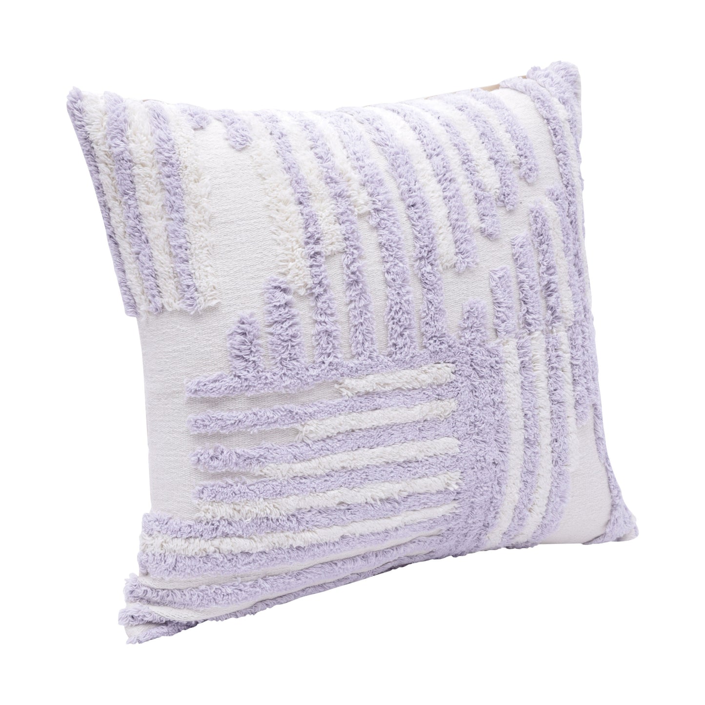 22" X 22" Cream And White 100% Cotton Striped Zippered Pillow