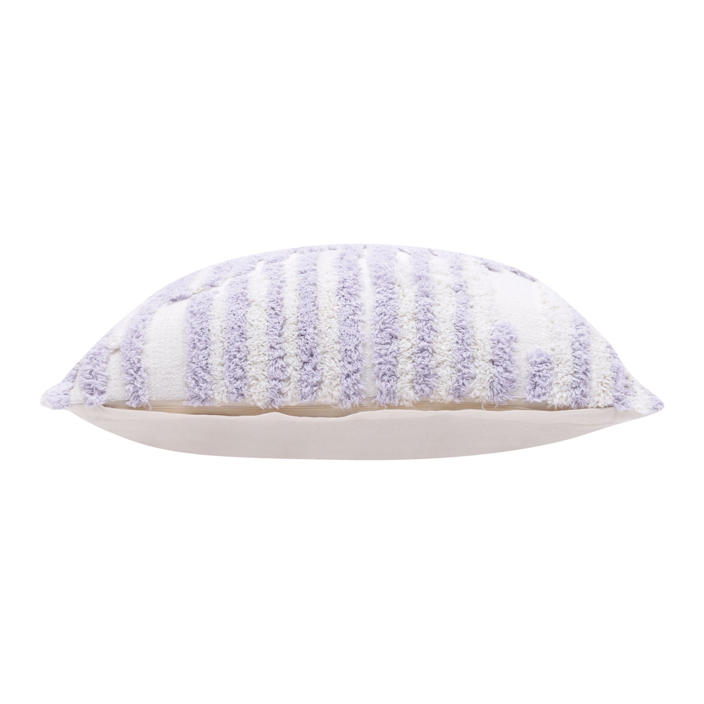 22" X 22" Cream And White 100% Cotton Striped Zippered Pillow