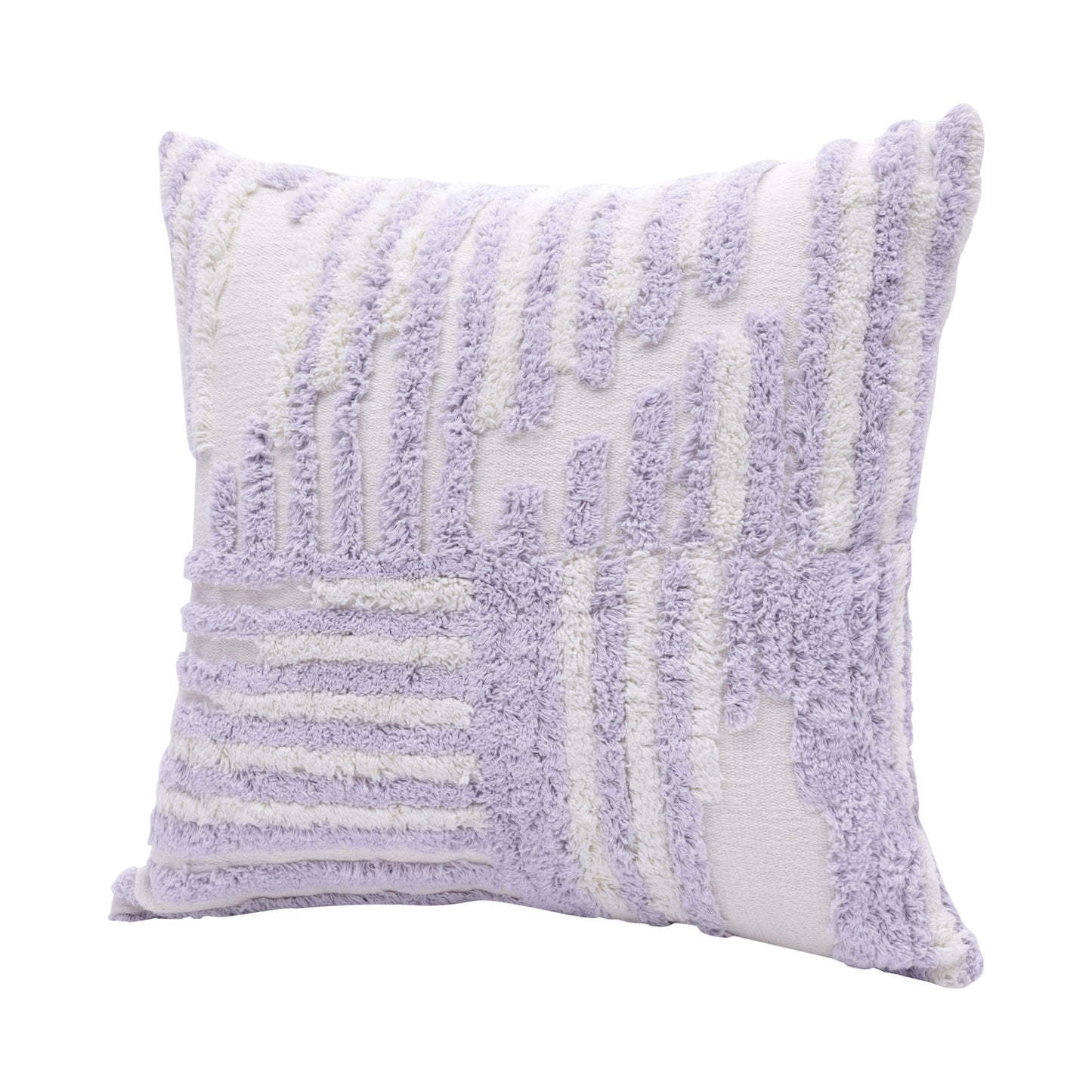 22" X 22" Cream And White 100% Cotton Striped Zippered Pillow