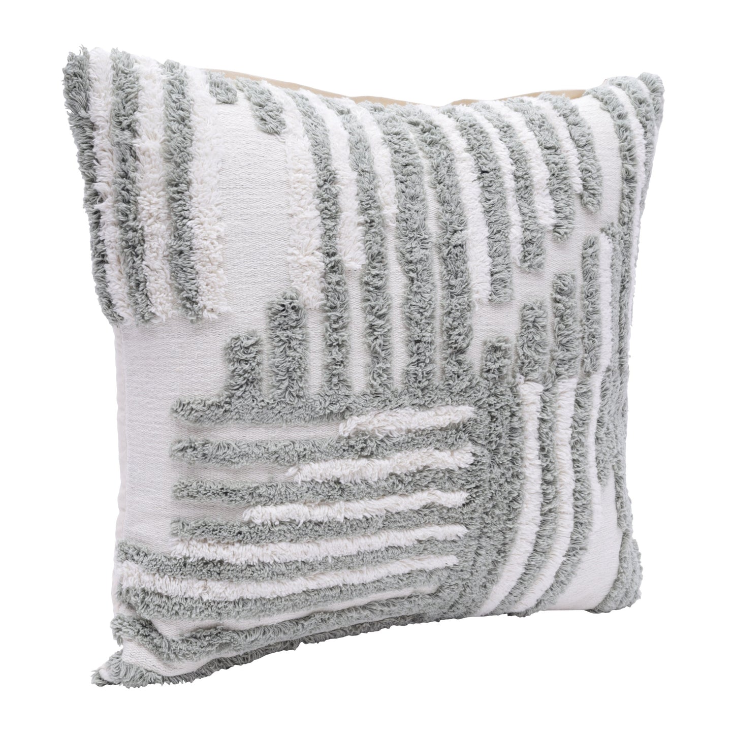22" X 22" Cream And White 100% Cotton Striped Zippered Pillow