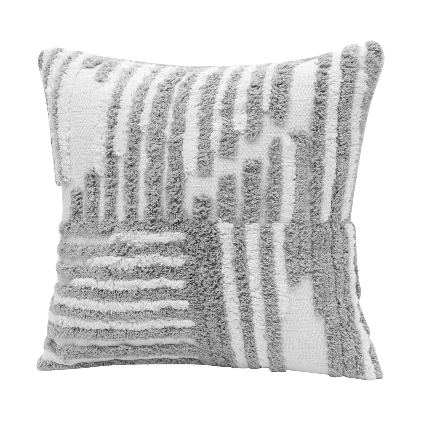 22" X 22" Cream And White 100% Cotton Striped Zippered Pillow