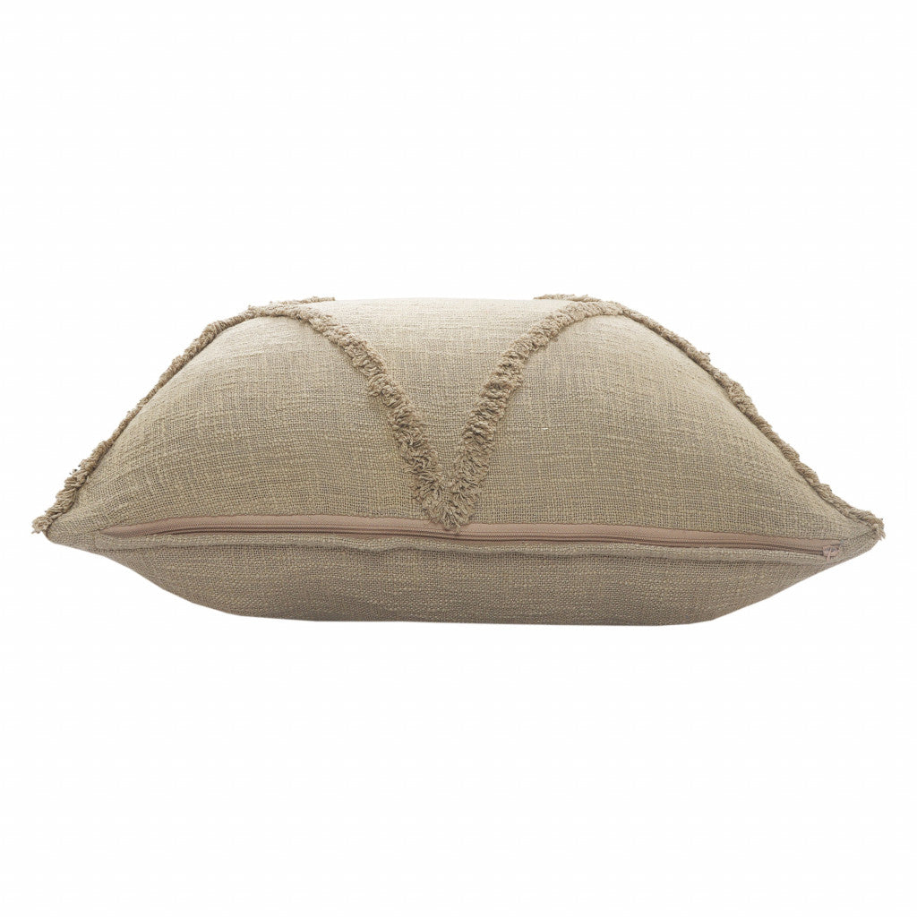 20" X 20" Ivory 100% Cotton Zippered Pillow