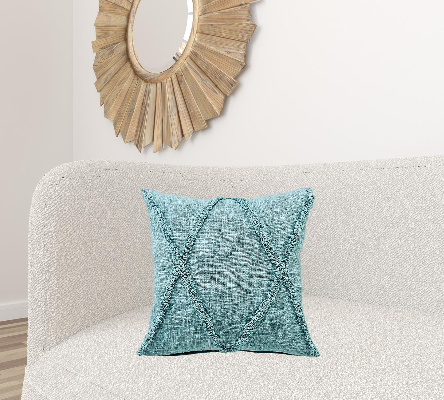 20" X 20" Ivory 100% Cotton Zippered Pillow