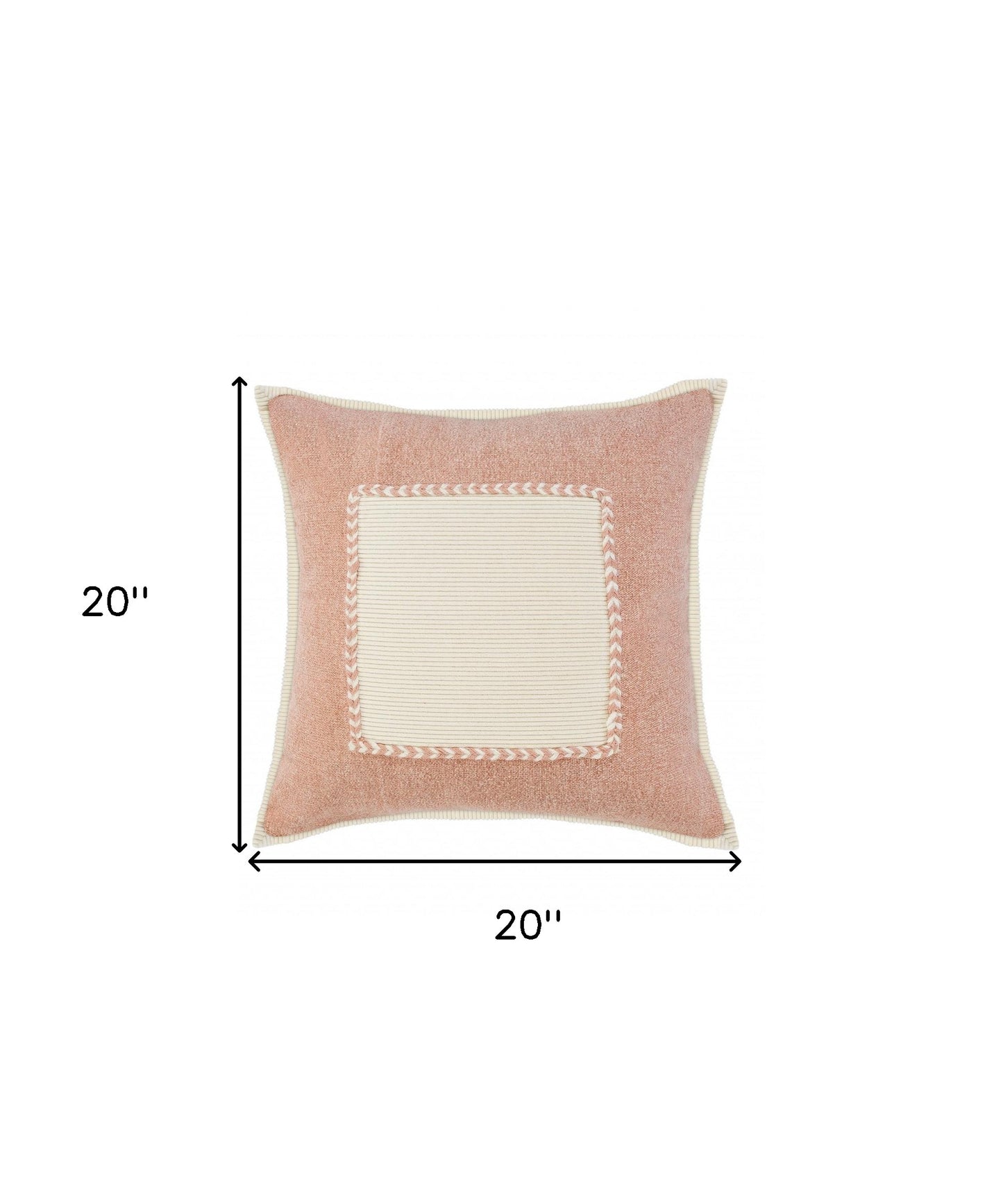 20" X 20" Navy And Cream 100% Cotton Zippered Pillow