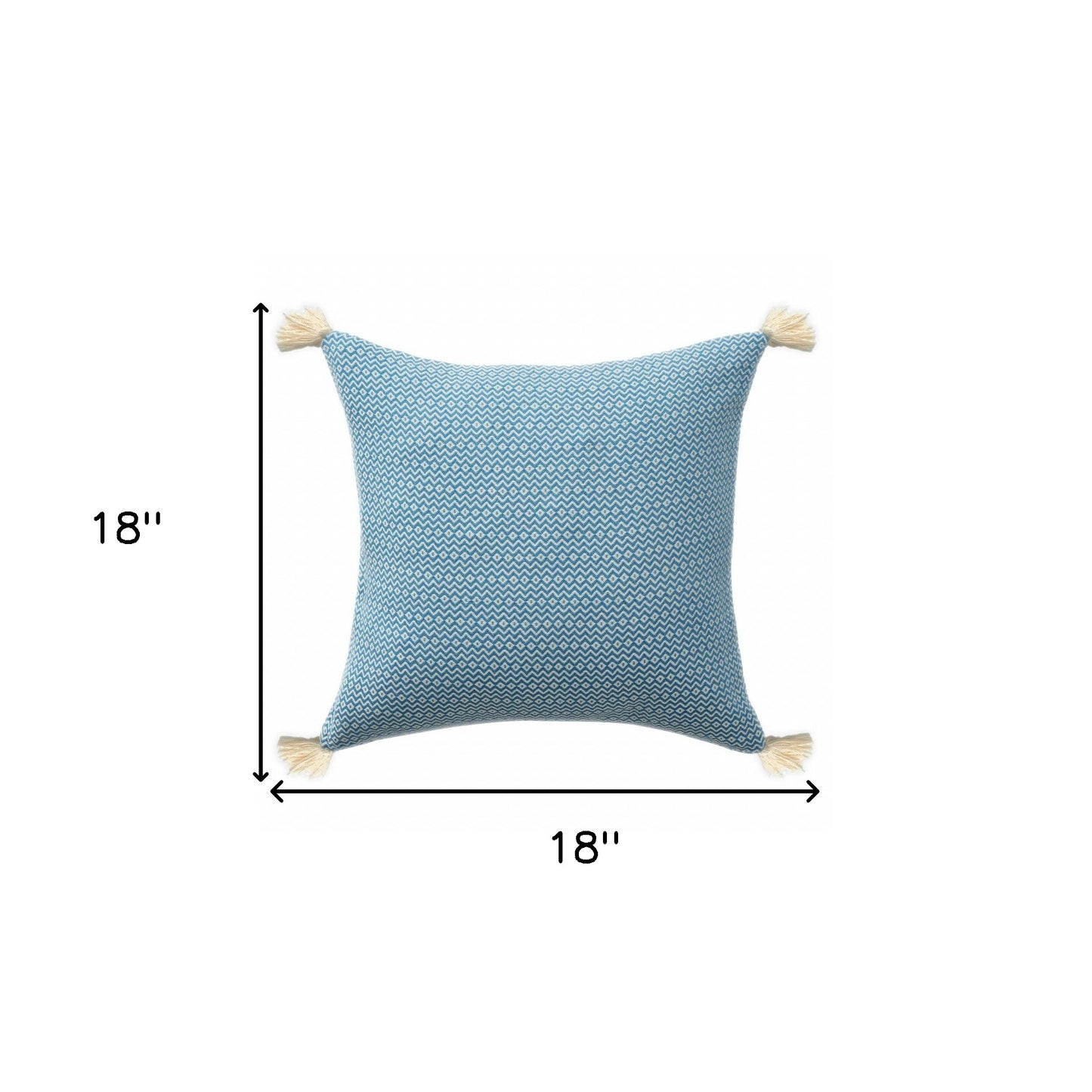 18" X 18" Light Blue 100% Cotton Geometric Zippered Pillow