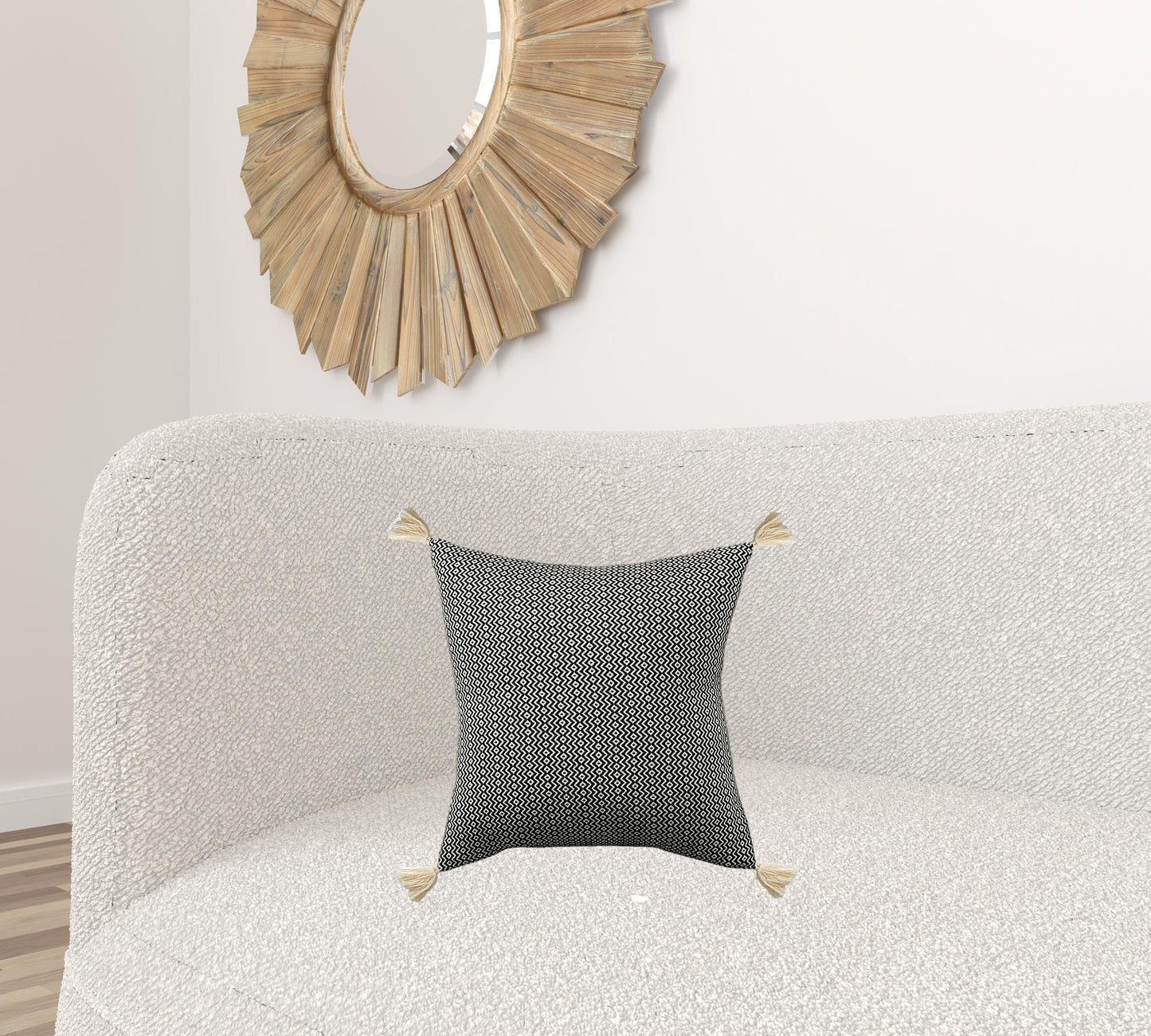 18" X 18" Light Blue 100% Cotton Geometric Zippered Pillow