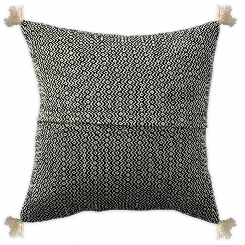 18" X 18" Light Blue 100% Cotton Geometric Zippered Pillow