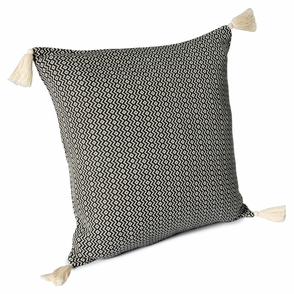 18" X 18" Light Blue 100% Cotton Geometric Zippered Pillow