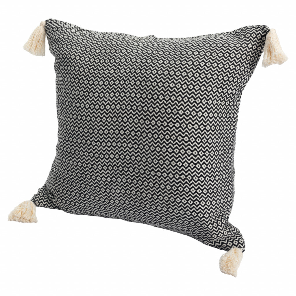 18" X 18" Light Blue 100% Cotton Geometric Zippered Pillow