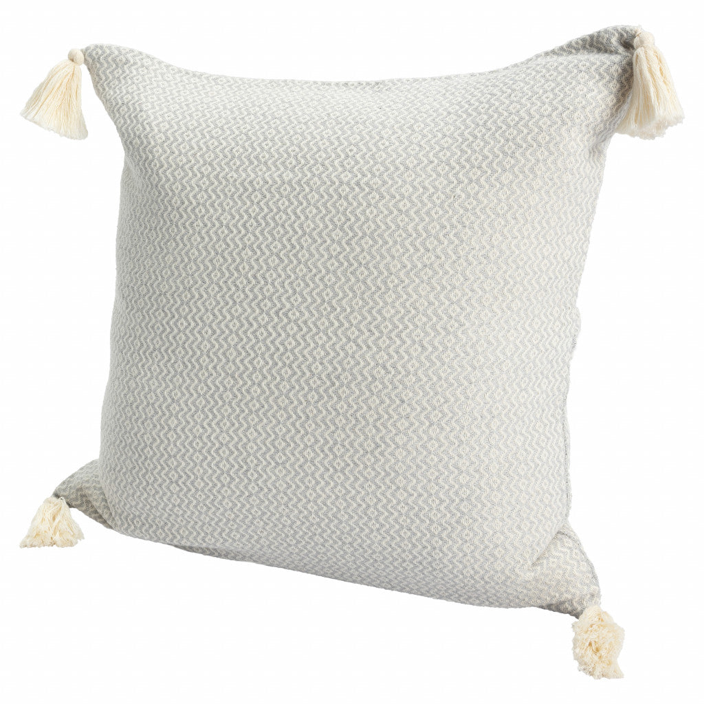 18" X 18" Light Blue 100% Cotton Geometric Zippered Pillow