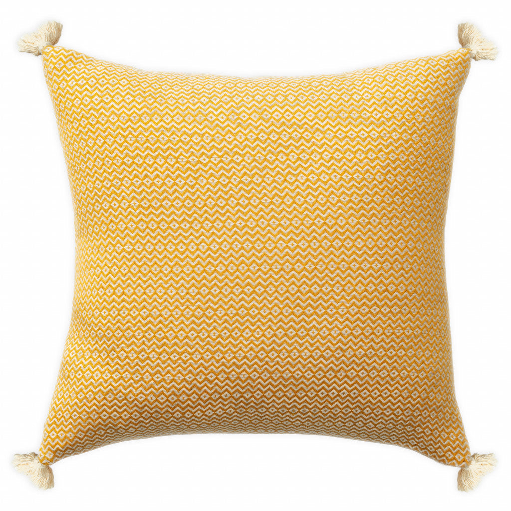 18" X 18" Light Blue 100% Cotton Geometric Zippered Pillow