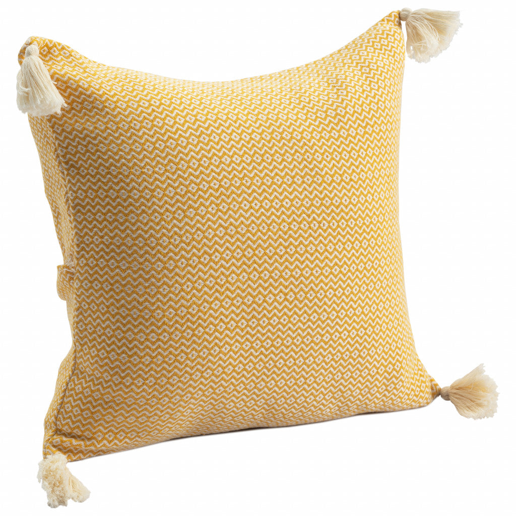 18" X 18" Light Blue 100% Cotton Geometric Zippered Pillow