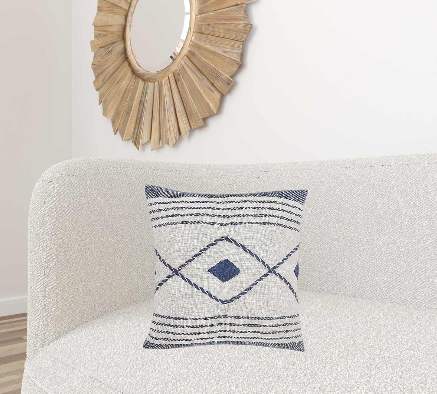 20" X 20" Red And White 100% Cotton Coastal Zippered Pillow