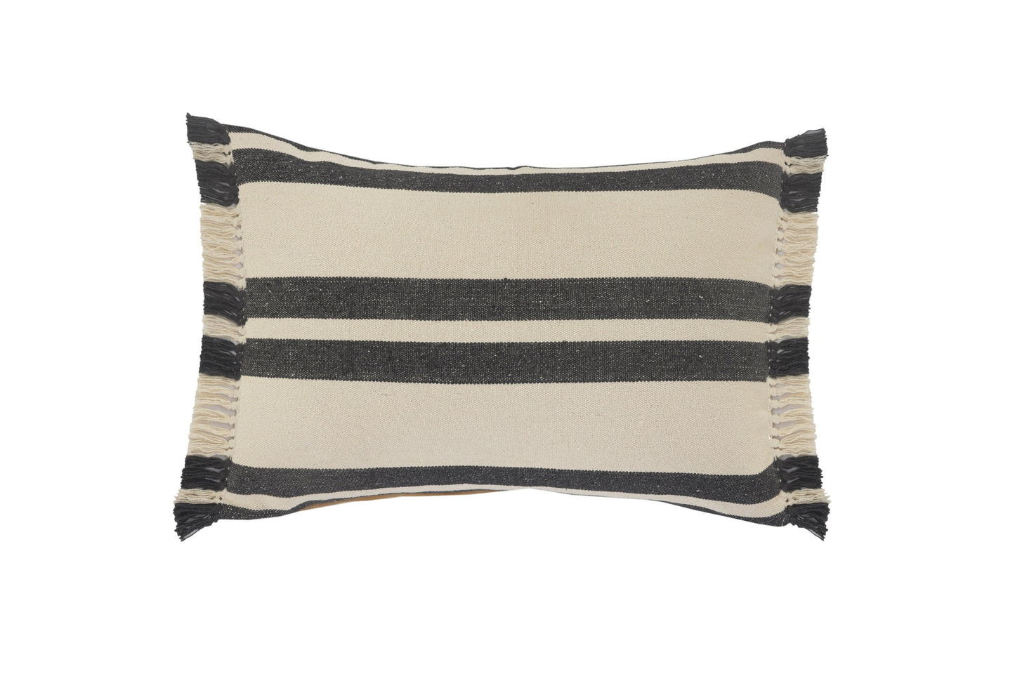 20" X 20" Ensign Blue White And Linen 100% Cotton Striped Zippered Pillow