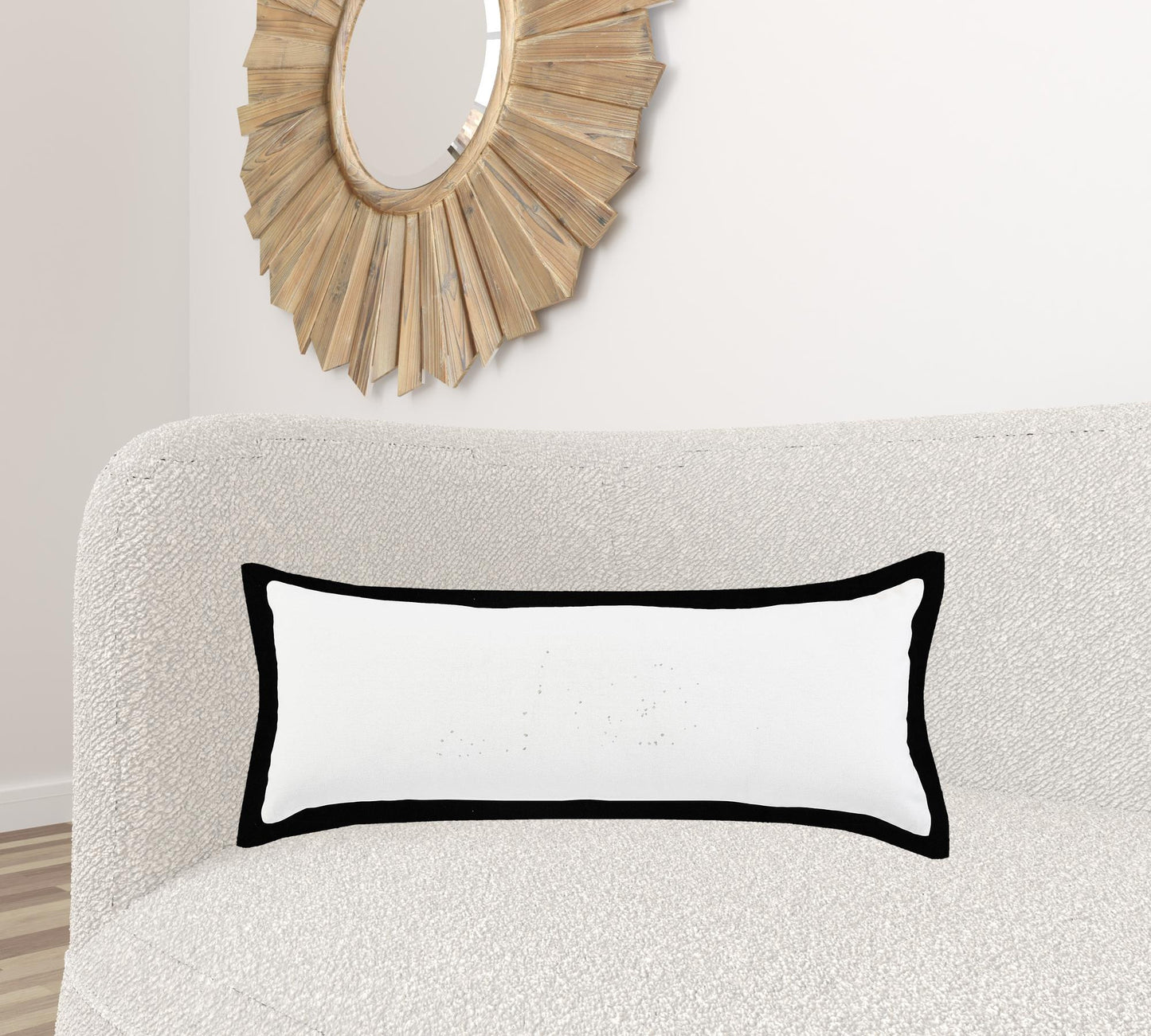 20" X 20" White And Black 100% Cotton Geometric Zippered Pillow