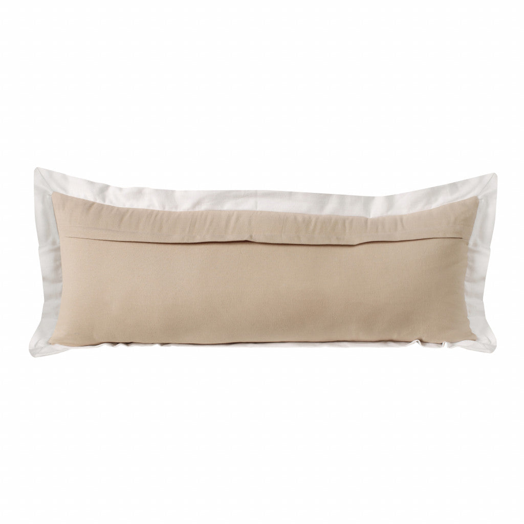 20" X 20" White And Black 100% Cotton Geometric Zippered Pillow