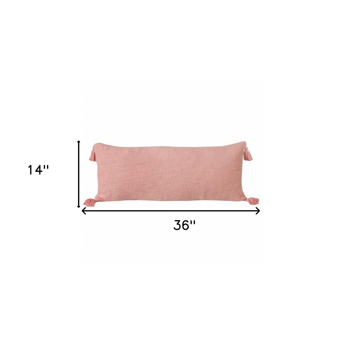 14" X 36" Jet Black 100% Cotton Zippered Pillow