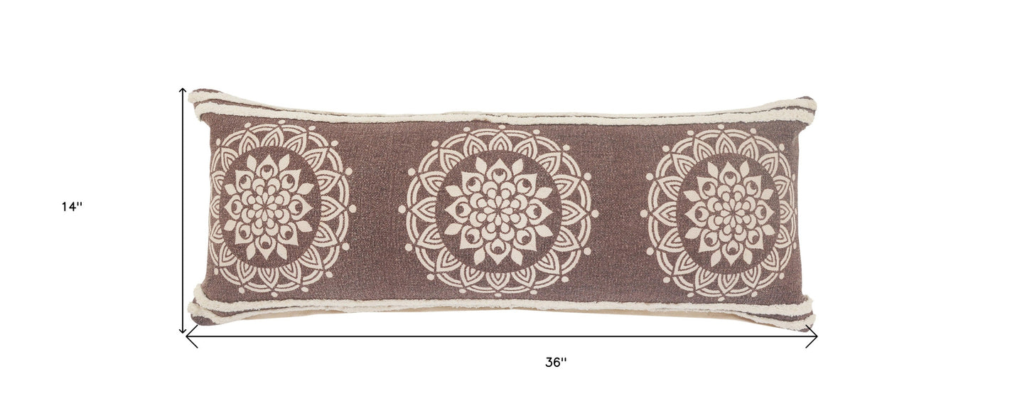 20" X 20" Brown And White 100% Cotton Striped Zippered Pillow
