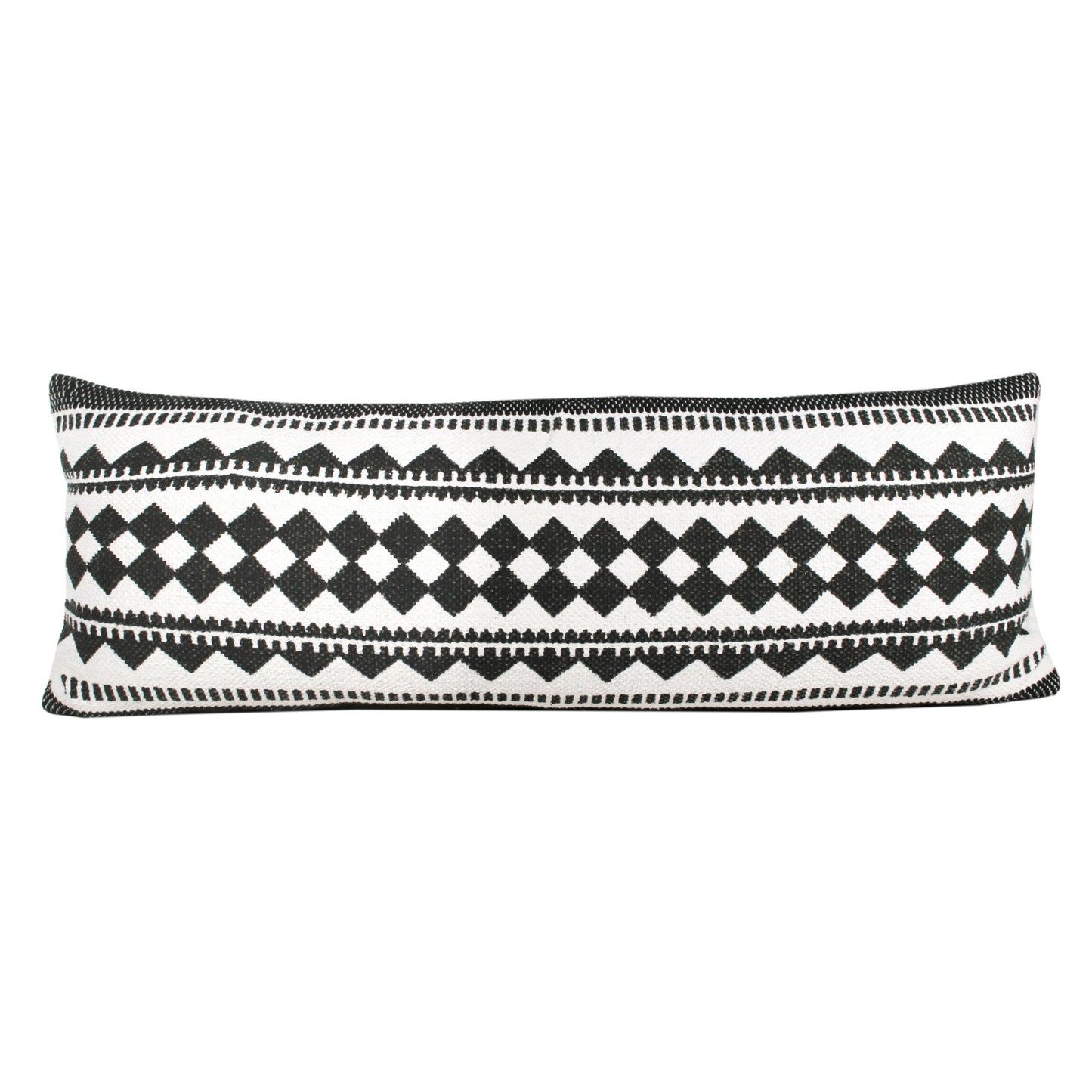 20" X 20" Black And White 100% Cotton Geometric Zippered Pillow