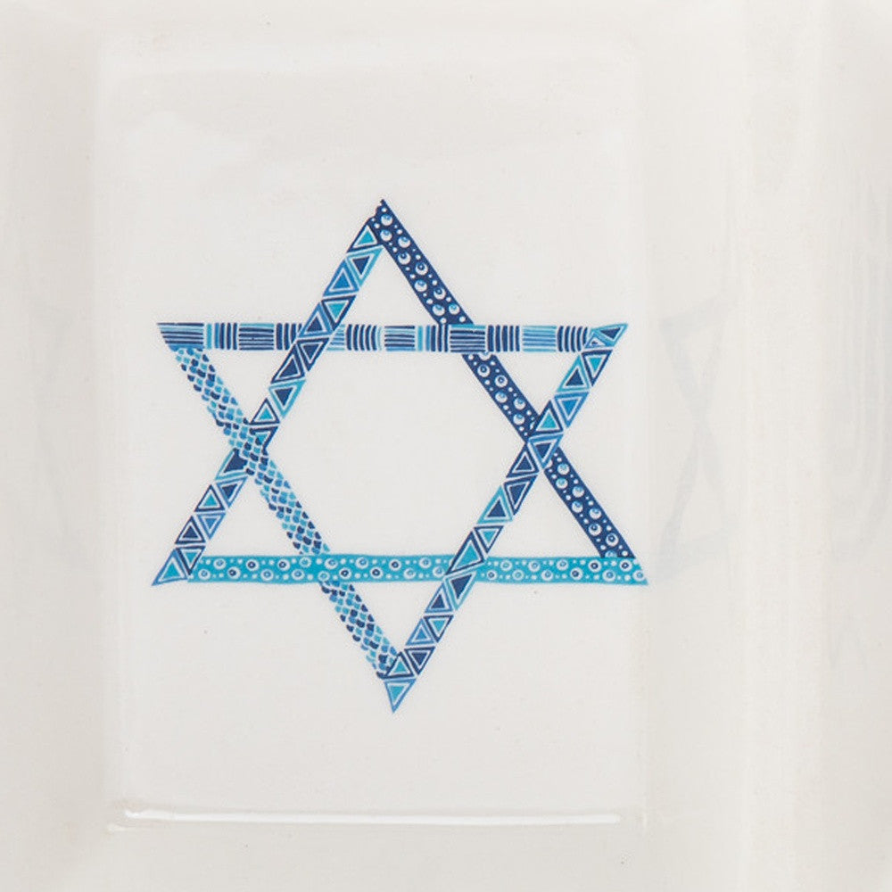 11" Blue and White Rectangular Bone China Hanukkah Serving Tray