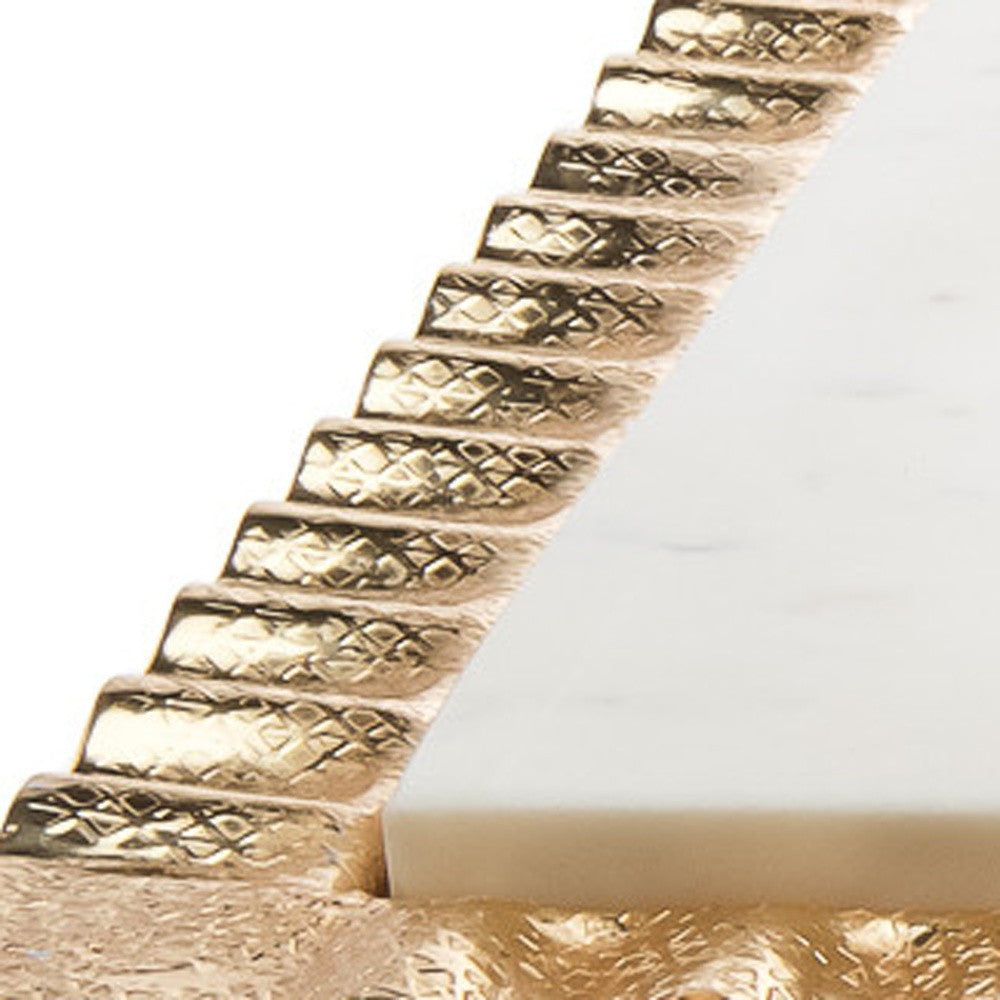 18" White and Gold Rectangular Marble Serving Tray