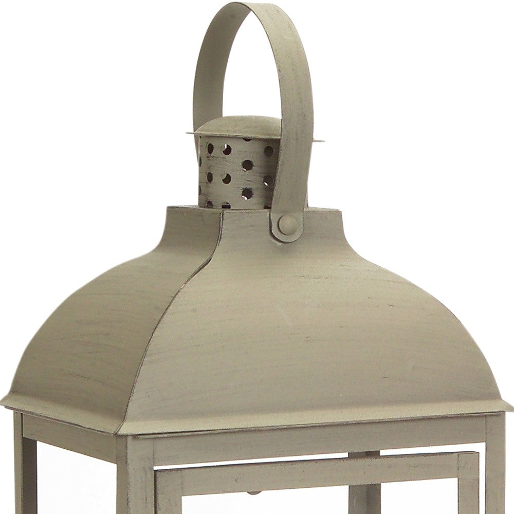 Set Of Three Brown Flameless Floor Lantern Candle Holder