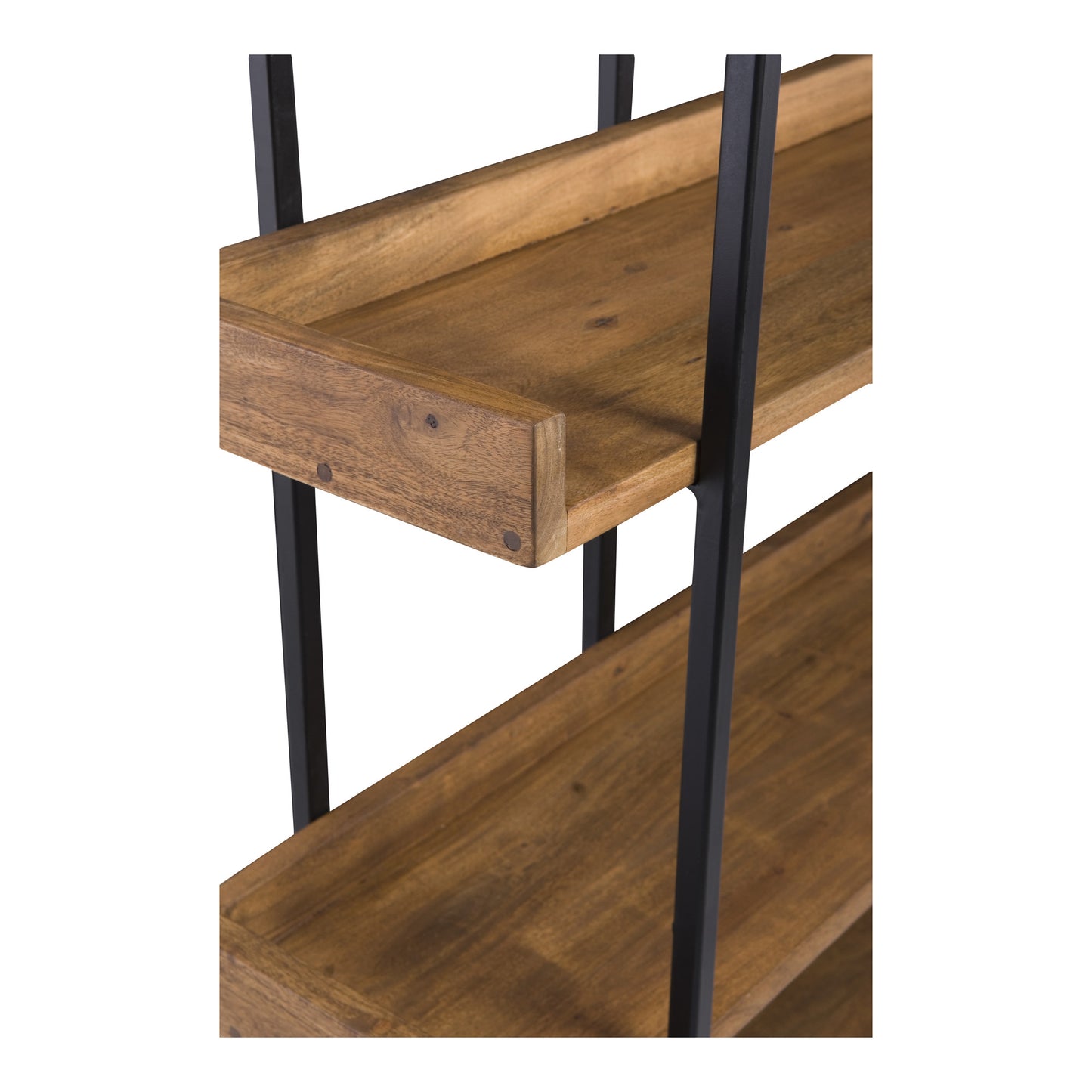 76" Light Brown Metal Five Tier Standard Bookcase
