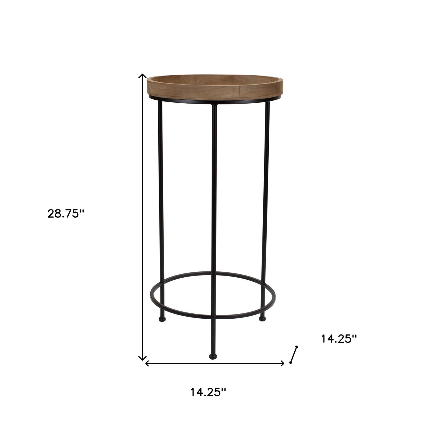 Set Of Three 14" Black And Brown Solid Wood Round End Tables