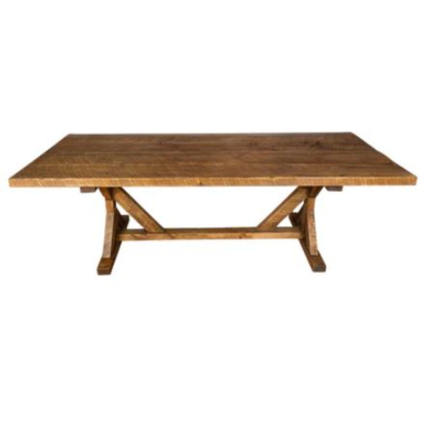 96" Brown Reclaimed Wood Trestle Base Dining Table