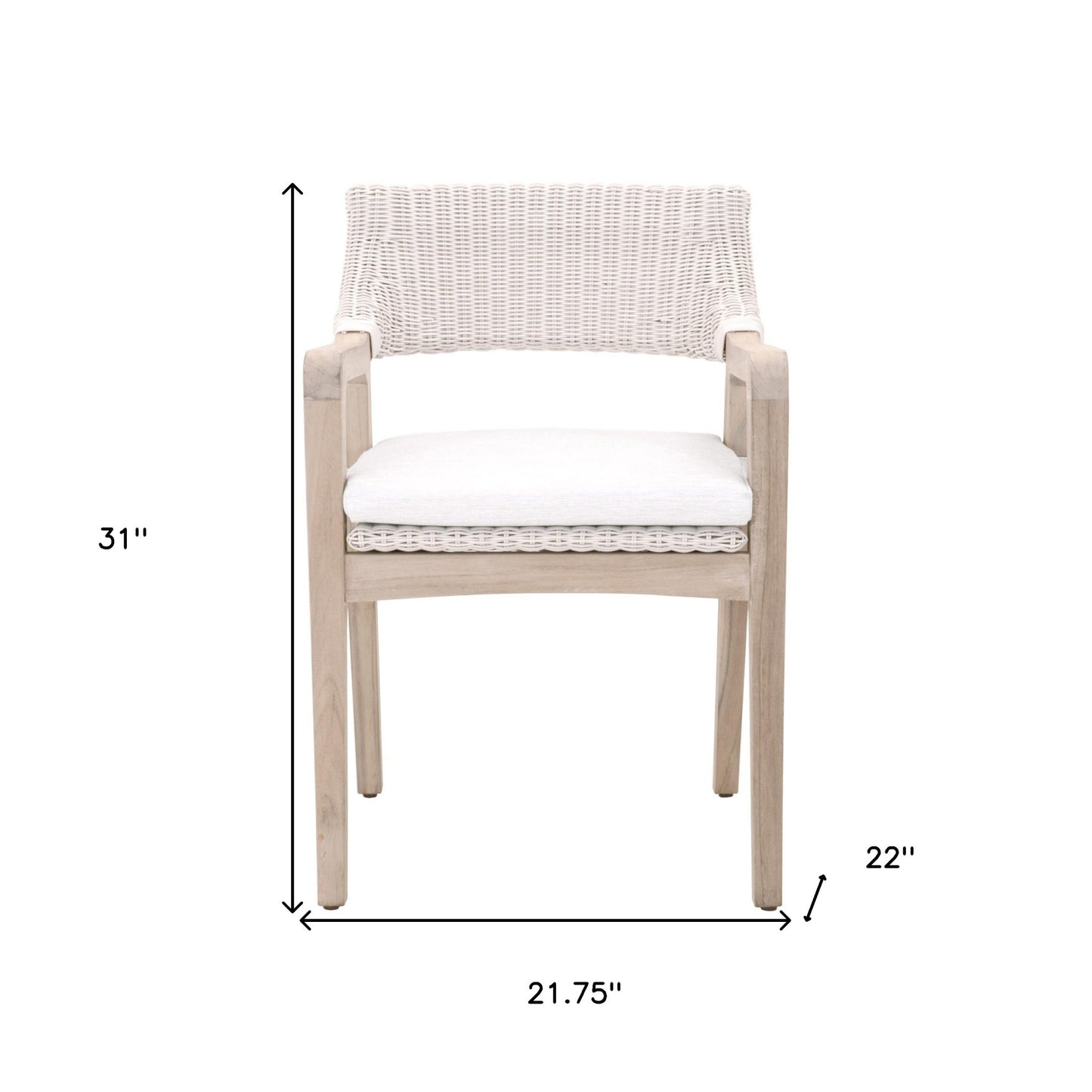 22" Light Gray And Natural Solid Wood Dining Chair With White Cushion